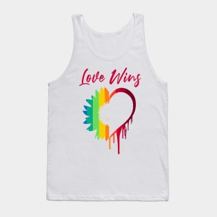 Love Wins Sunflower Rainbow Heart Tank Top